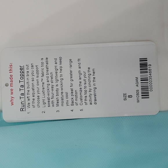 Lululemon run Tata topper in aquamarine size 8 bnwt - Picture 7 of 8